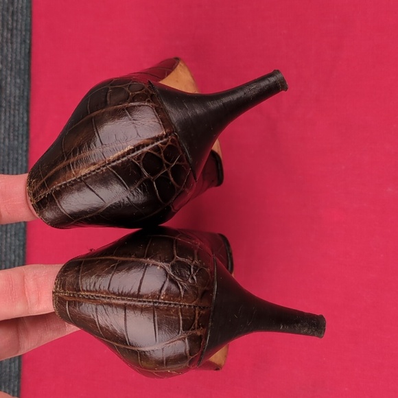 Isaac Mizrahi Crocodile Pattern Leather Pumps, Made In Italy, Vintage? - Picture 8 of 16